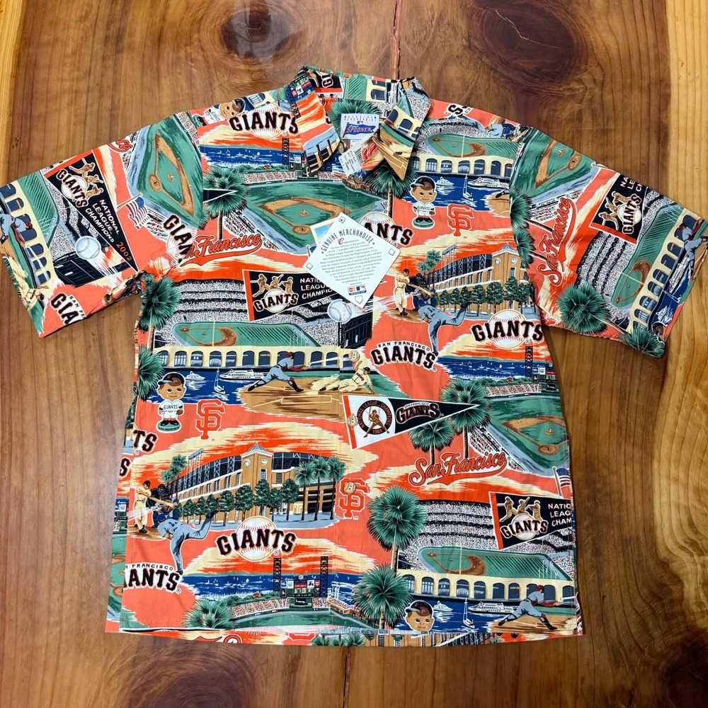 Vintage Reyn Spooner Shirt Mens L San Francisco Giants hawaiian Button NOS U16